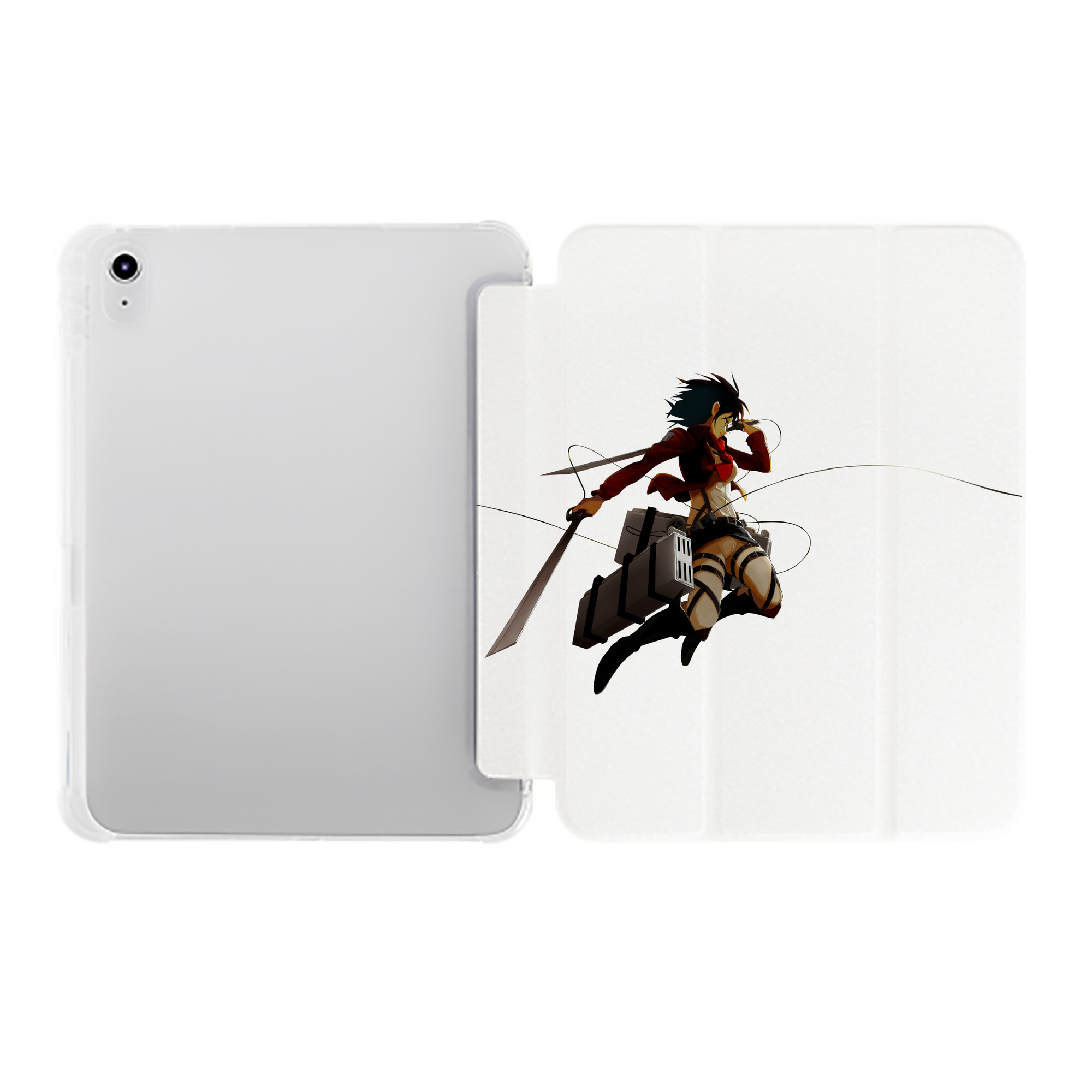 （画像用） 進撃の巨人 ミカサ·アッカーマン Attack on Titan Mikasa Ackerman IPad ケース ペン収納付き 三つ折りスタンド PUレザー×シリコン 対応機種9.5/10.5/10.9インチ